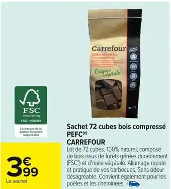 CARREFOUR Sachet 72 cubes bois compressé PEFC