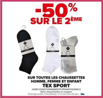 TEX SPORT SUR TOUTES LES CHAUSSETTES HOMME, FEMME ET ENFANT