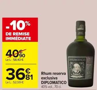 DIPLOMATICO Rhum reserva exclusiva 70 cl