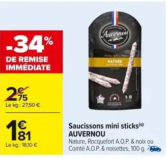 AUVERNOU Saucissons mini sticks 100 g