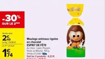 ESPRIT DE FÊTE Moulage animaux rigolos en chocolat 100 g