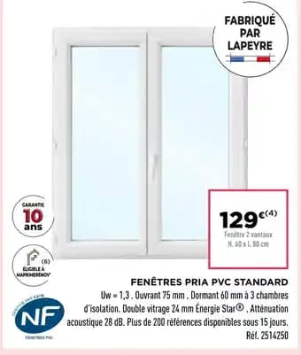 Fenêtres pria pvc standard