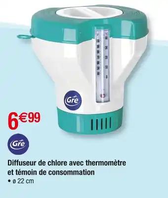 GRE Diffuseur de chlore avec thermomètre et témoin de consommation
