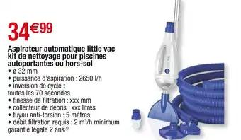 Aspirateur automatique little vac kit de nettoyage pour piscines autportantes ou hors-sol