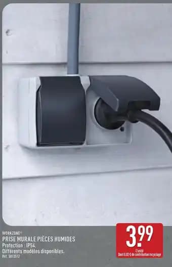 WORKZONE® Prise murale pièces humides