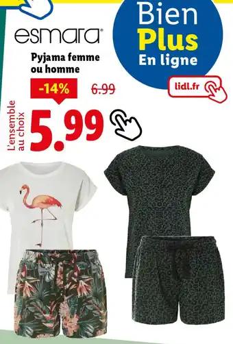 ESMARA Pyjama femme ou homme