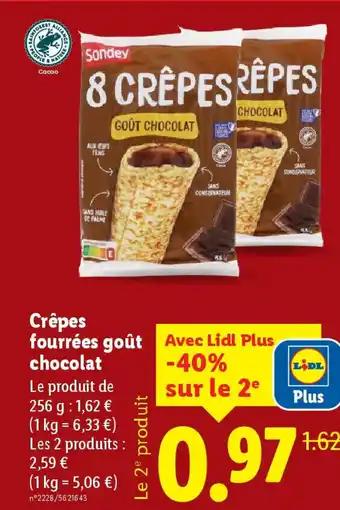 SODNEY Crêpes fourrées goût chocolat 256 g