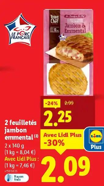 2 feuilletés jambon emmental 2 x 140 g