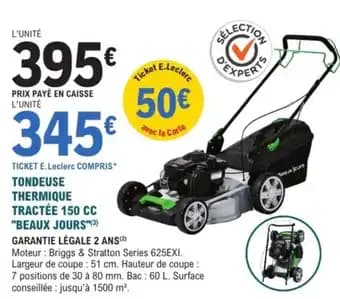 Promotion Exclusives de 49
Tondeuse tractée : Découvrez l'Offre incontournable