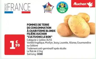 AUCHAN Pommes de terre de consommation à chair ferme blonde filière auchan "cultivons le bon"