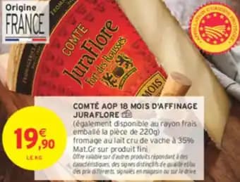 Comté aop 18 mois d'affinage juraflore 1 kg