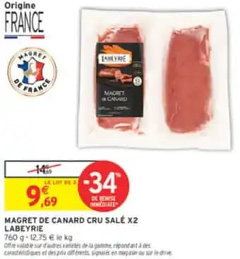 Magret de canard cru salé x2 labeyrie 720 g