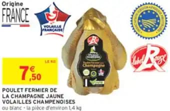 Poulet fermier de la champagne jaune volailles champenoises 1.4 kg