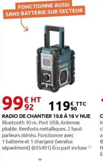 Radio de chantier 10.8 à 18 v nue