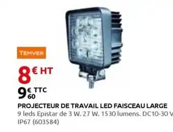 Projecteur de travail led faisceau large