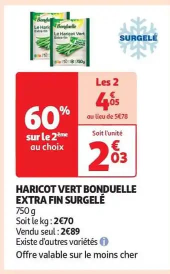 Haricot Vert Bonduelle Extra Fin Surgelé