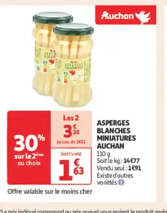 AUCHAN Asperges blanches miniatures 110 g