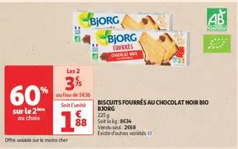 BJORG Biscuits fourrés au chocolat noir bio 225 g