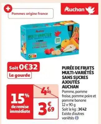 Purée De Fruits Multi-Variétés Sans Sucres Ajoutés Auchan