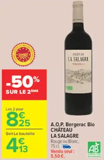 CHÂTEAU LA SALAGRE A.O.P. Bergerac Bio 75 cl