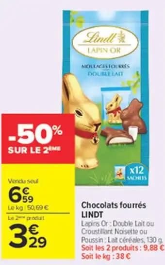 LINDT Chocolats fourrés 130 g