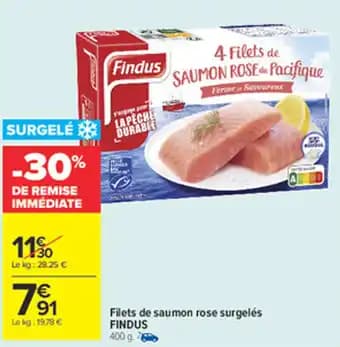 FINDUS Filets de saumon rose surgelés 400 g