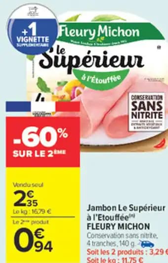 FLEURY MICHON Jambon Le Supérieur à l'Etouffée 140 g