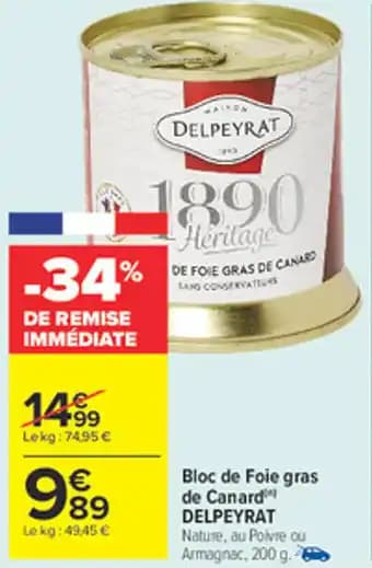 DELPEYRAT Bloc de Foie gras de Canard 200 g