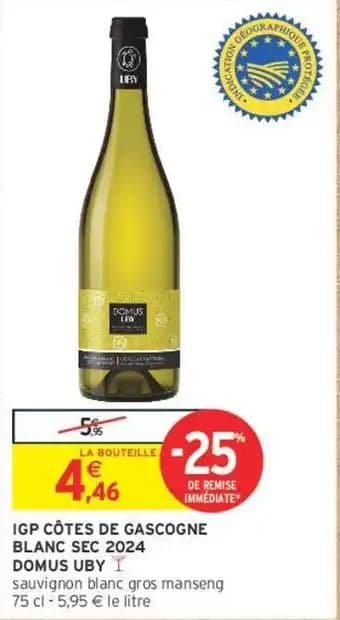 DOMUS UBY IGP CÔTES DE GASCOGNE BLANC SEC 2024