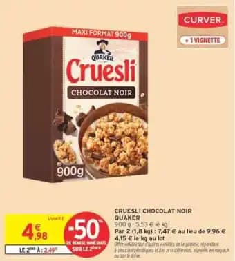 QUAKER CRUESLI CHOCOLAT NOIR