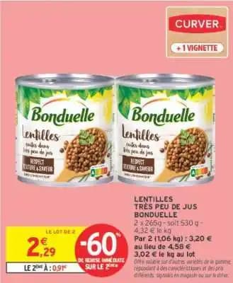 BONDUELLE LENTILLES TRÈS PEU DE JUS