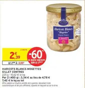 GILLET CONTRES HARICOTS BLANCS MOGETTES