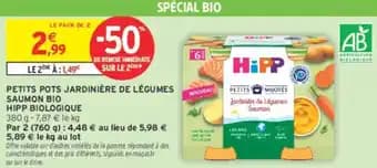 HIPP BIOLOGIQUE PETITS POTS JARDINIÈRE DE LÉGUMES SAUMON BIO