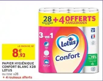 LOTUS PAPIER HYGIÉNIQUE CONFORT BLANC X28