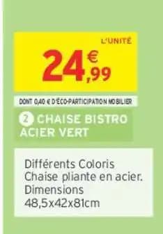 CHAISE BISTRO ACIER VERT