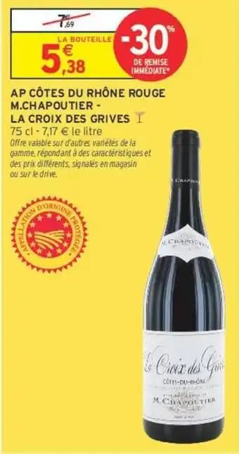 M.CHAPOUTIER - LA CROIX DES GRIVES AP CÔTES DU RHÔNE ROUGE