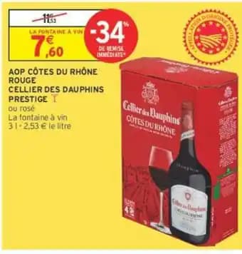 CELLIER DES DAUPHINS PRESTIGE AOP CÔTES DU RHÔNE ROUGE