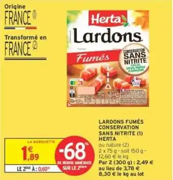 HERTA LARDONS FUMÉS CONSERVATION SANS NITRITE (1)