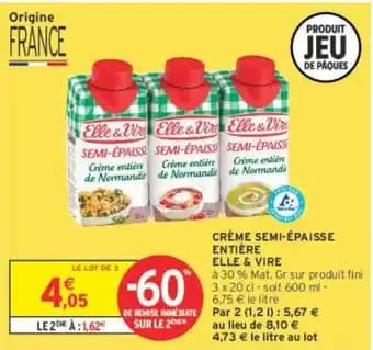 ELLE & VIRE CRÈME SEMI-ÉPAISSE ENTIÈRE