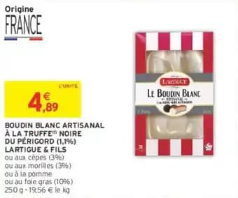 LARTIGUE & FILS BOUDIN BLANC ARTISANAL À LA TRUFFE NOIRE DU PÉRIGORD (1,1%)
