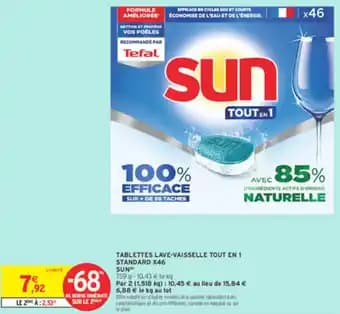 Tablettes lave vaisselle tout en 1 standard x46 sun 759 g