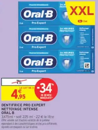Dentifrice pro expert nettoyage intense oral b 75 ml