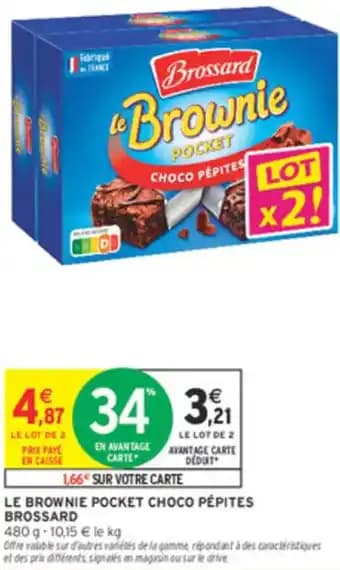 Le brownie pocket choco pépites brossard 480 g