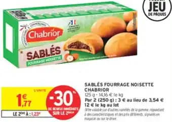 Sablés fourrage noisette chabrior 125 g