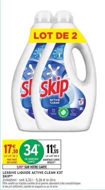 SKIP Lessive liquide active clean x37