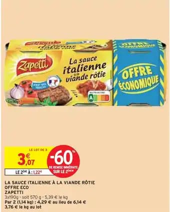 ZAPETTI La sauce italienne à la viande rôtie offre eco