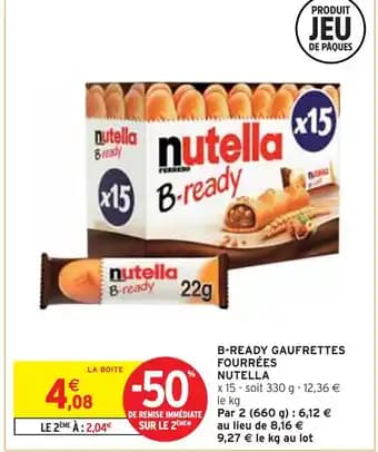 NUTELLA B-ready gaufrettes fourrées