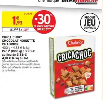 CHABRIOR Crica choc' chocolat noisette