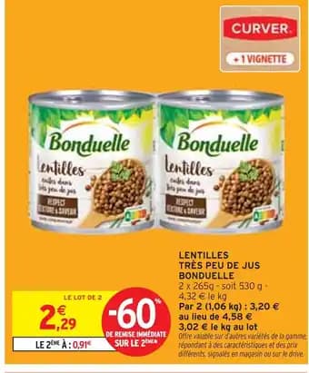 Bonduelle Lentilles très peu de jus
