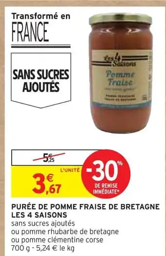 LES 4 SAISONS Purée de pomme fraise de bretagne